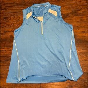 Nancy Lopez Black Sleeveless 1/4 Zip Polo Stretch Cable Style Golf Shirt 2XL